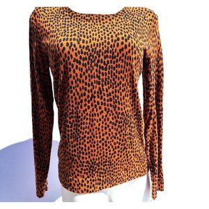 J. Crew Womens Teddie Sweater Cotton Sz M Multicolor Animal Print Lightweight